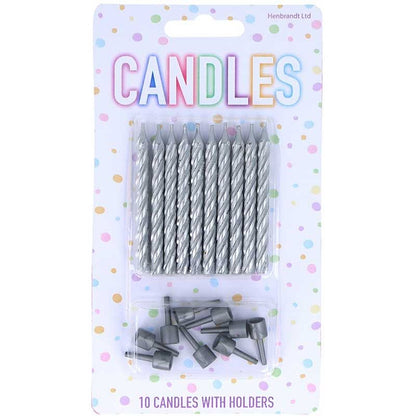 10 Silver Spiral Candles