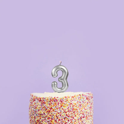 Metallic Silver Numbers 0-9 Candles