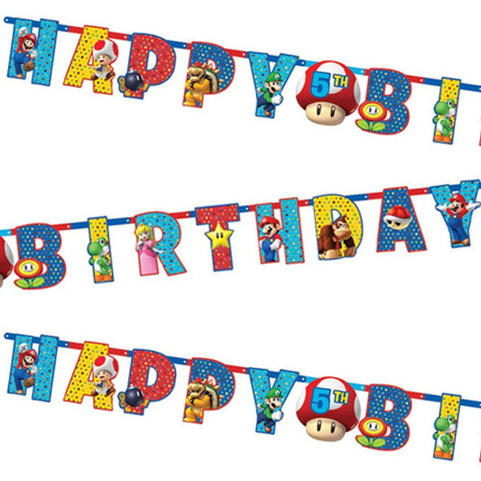 Customisable Super Mario Birthday Banner