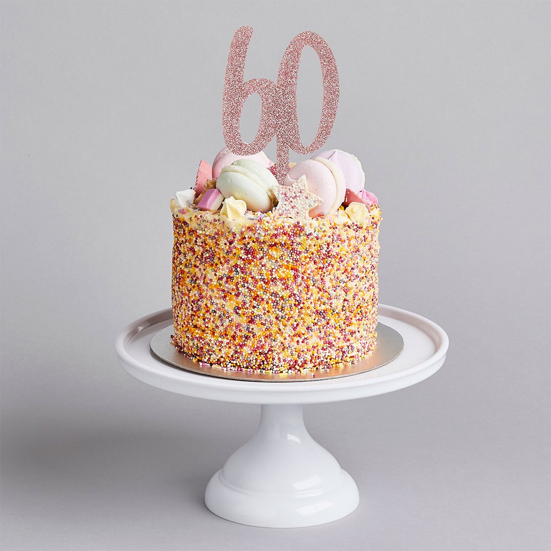 Rose Gold Glitter "60" Cake Topper