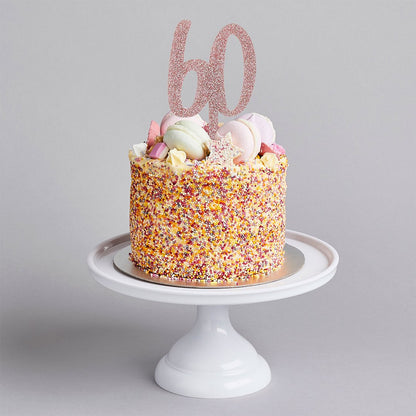 Rose Gold Glitter "60" Cake Topper
