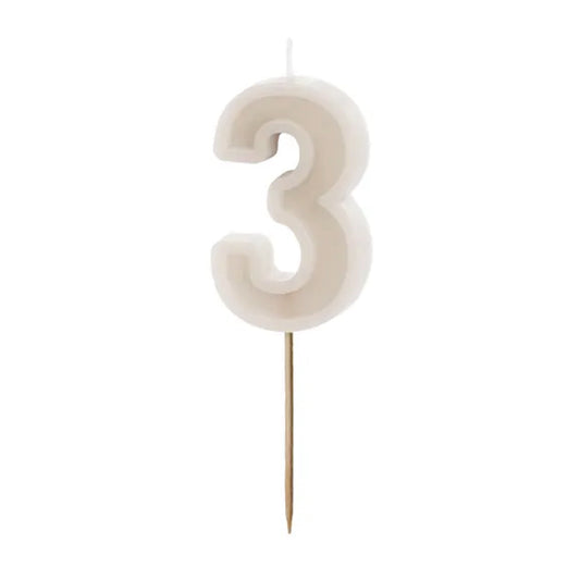 Pastel Beige Numbers 0-9 Candles