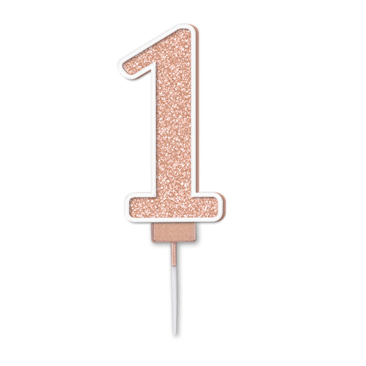 Rose Gold Glitter Numbers 0-9 Candles