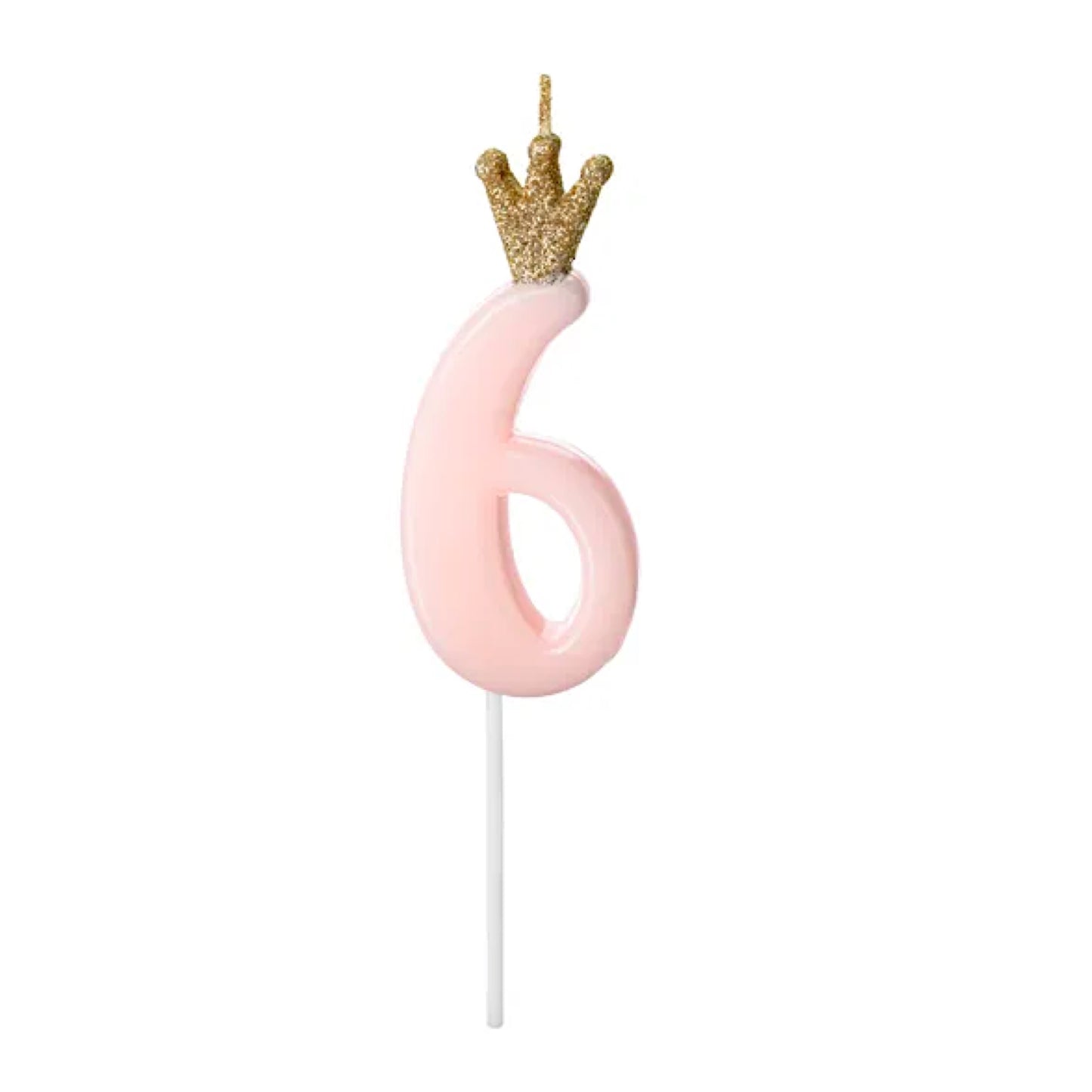 Light Pink Glitter Crown Numbers 0-9 Candles