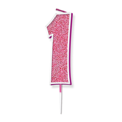 Pink Glitter Numbers 0-9 Candles
