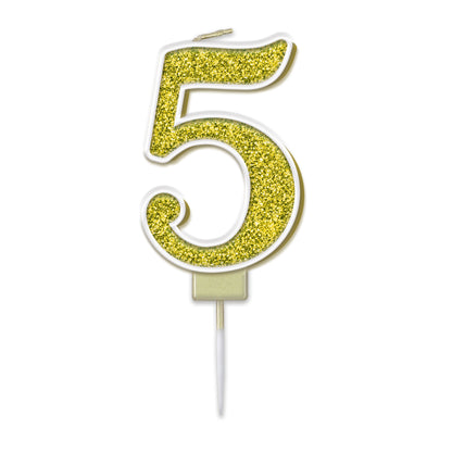 Gold Glitter Numbers 0-9 Candles