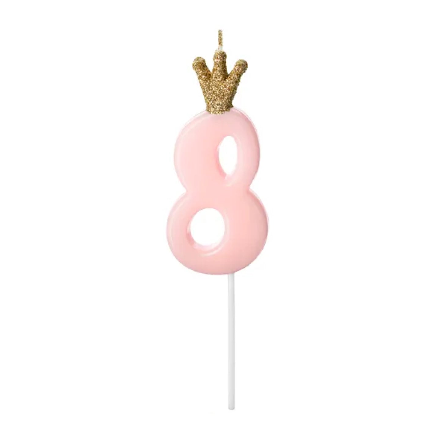 Light Pink Glitter Crown Numbers 0-9 Candles