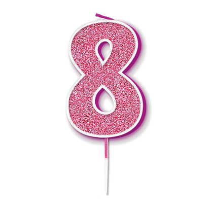 Pink Glitter Numbers 0-9 Candles