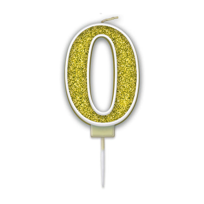 Gold Glitter Numbers 0-9 Candles