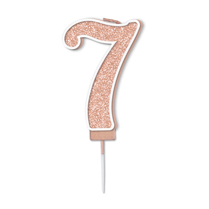 Rose Gold Glitter Numbers 0-9 Candles