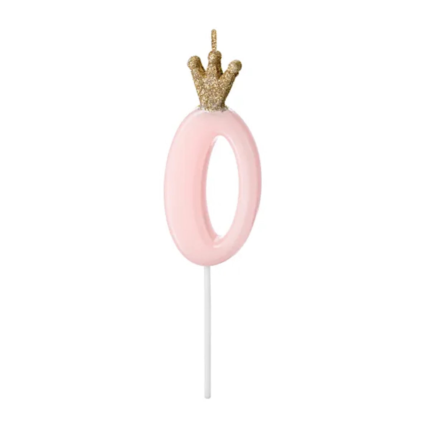 Light Pink Glitter Crown Numbers 0-9 Candles