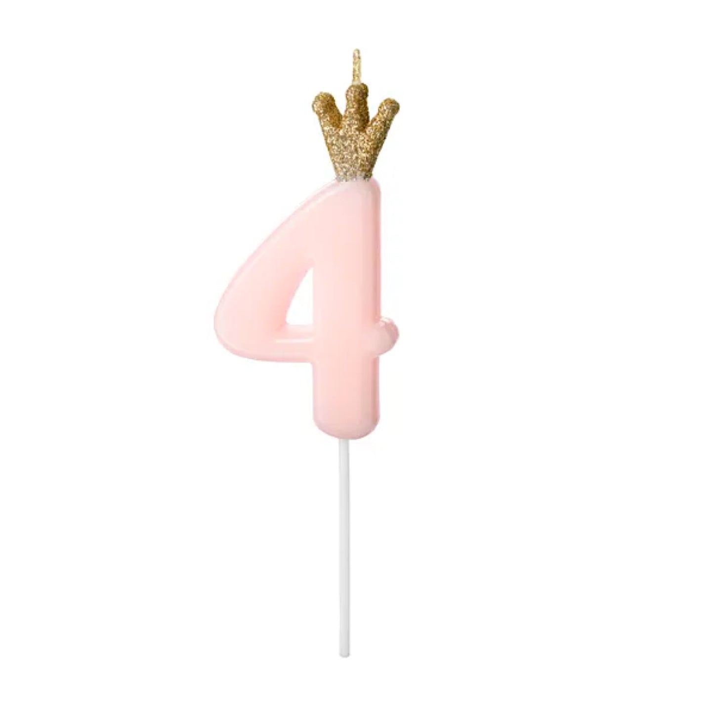 Light Pink Glitter Crown Numbers 0-9 Candles