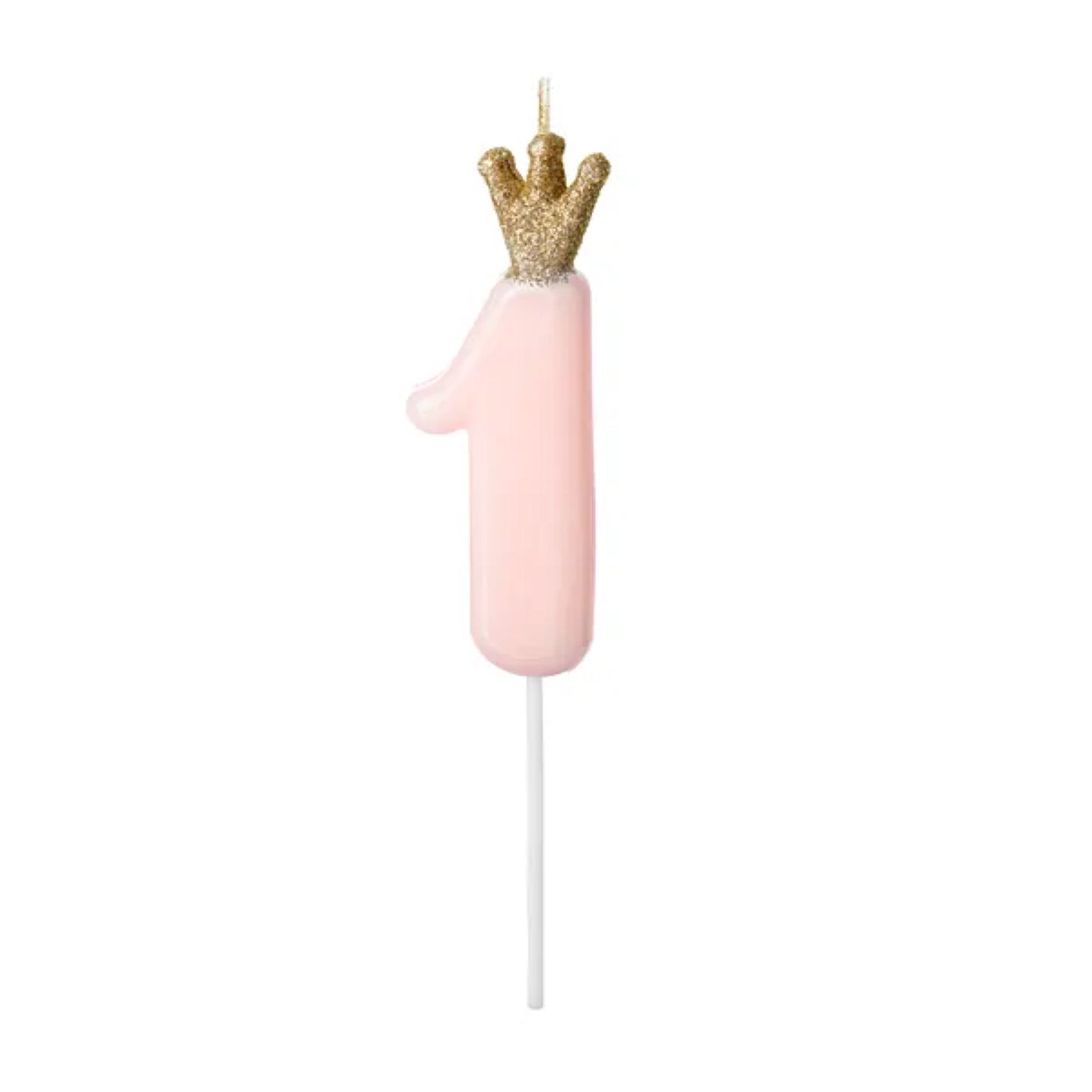 Light Pink Glitter Crown Numbers 0-9 Candles
