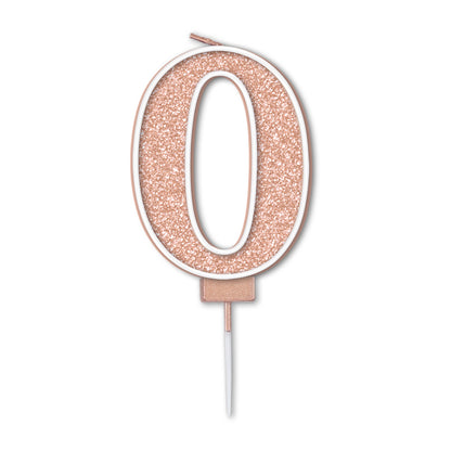 Rose Gold Glitter Numbers 0-9 Candles