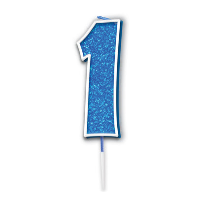 Blue Glitter Numbers 0-9 Candles