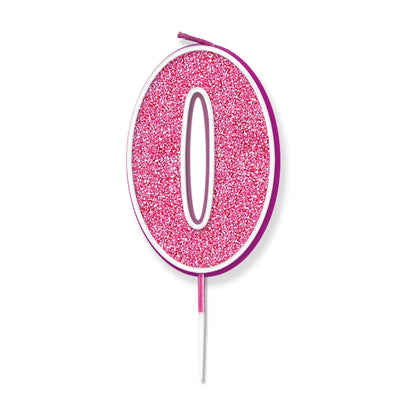 Pink Glitter Numbers 0-9 Candles