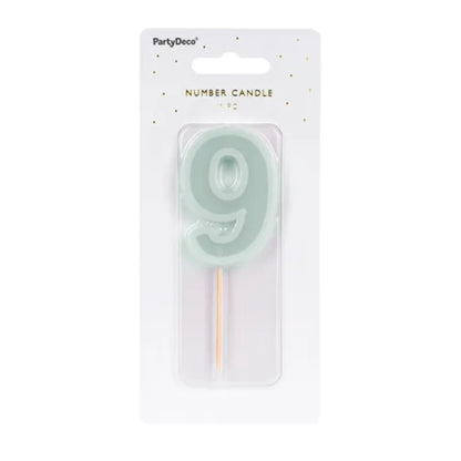 Light Mint Numbers 0-9 Candles