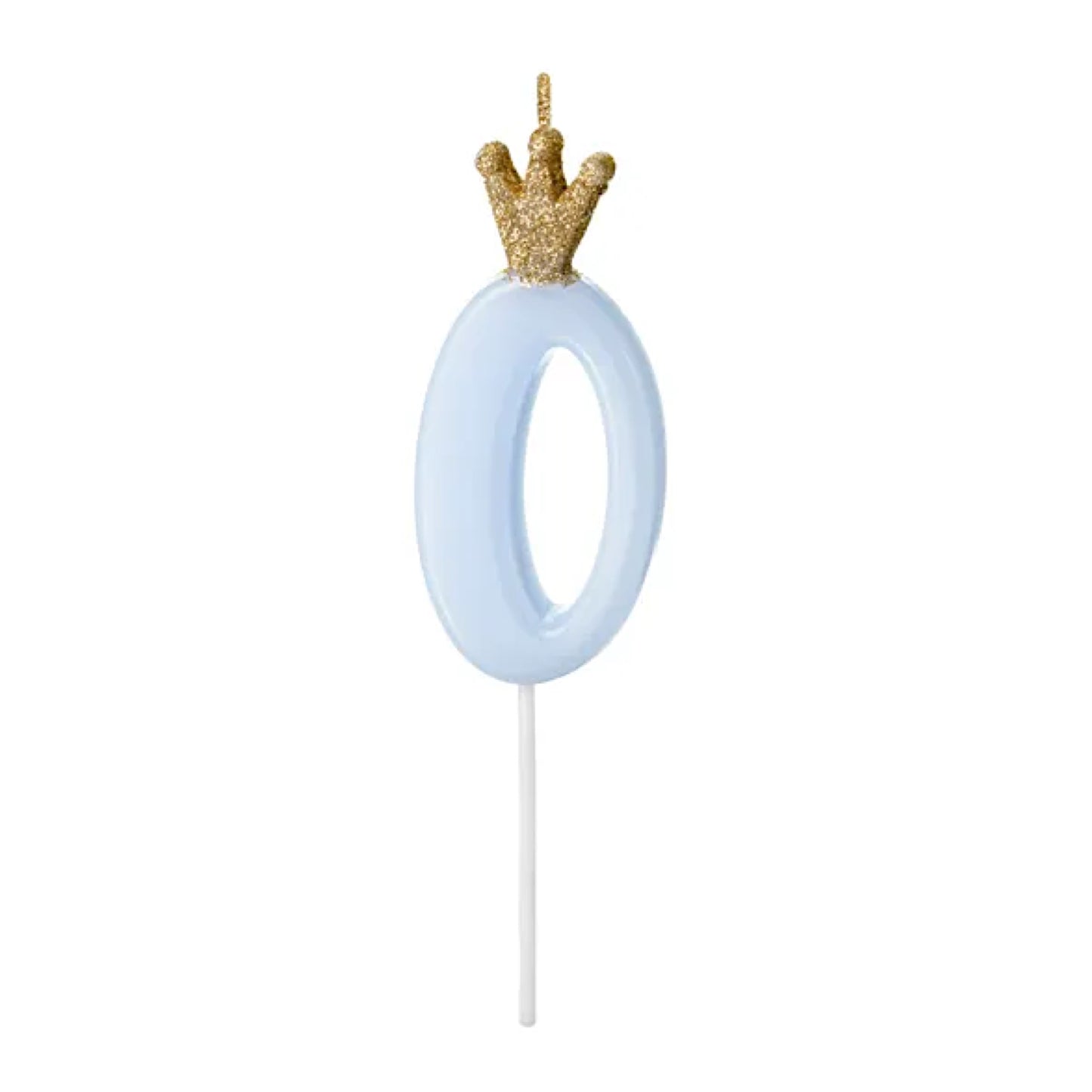 Light Blue Glitter Crown Numbers 0-9 Candles