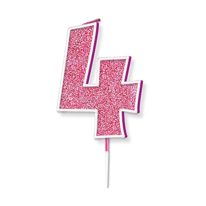 Pink Glitter Numbers 0-9 Candles