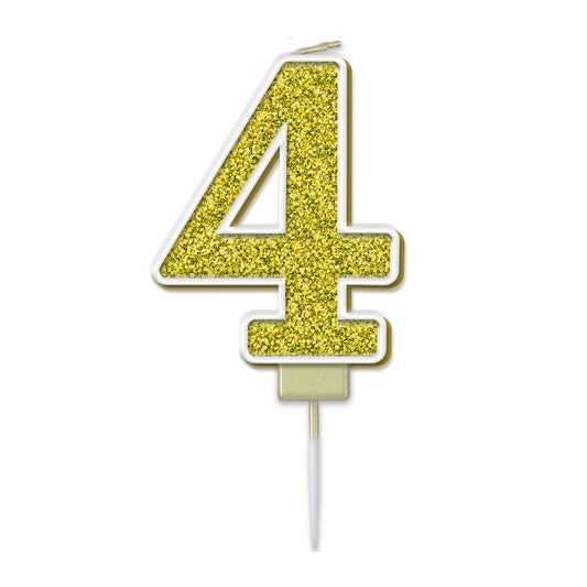 Gold Glitter Numbers 0-9 Candles