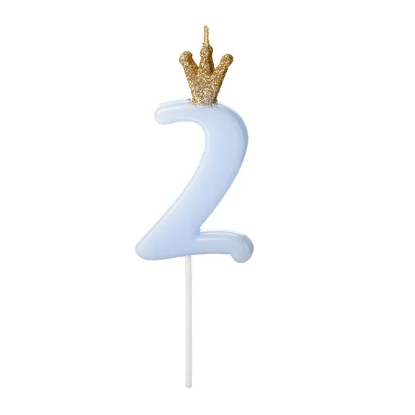 Light Blue Glitter Crown Numbers 0-9 Candles