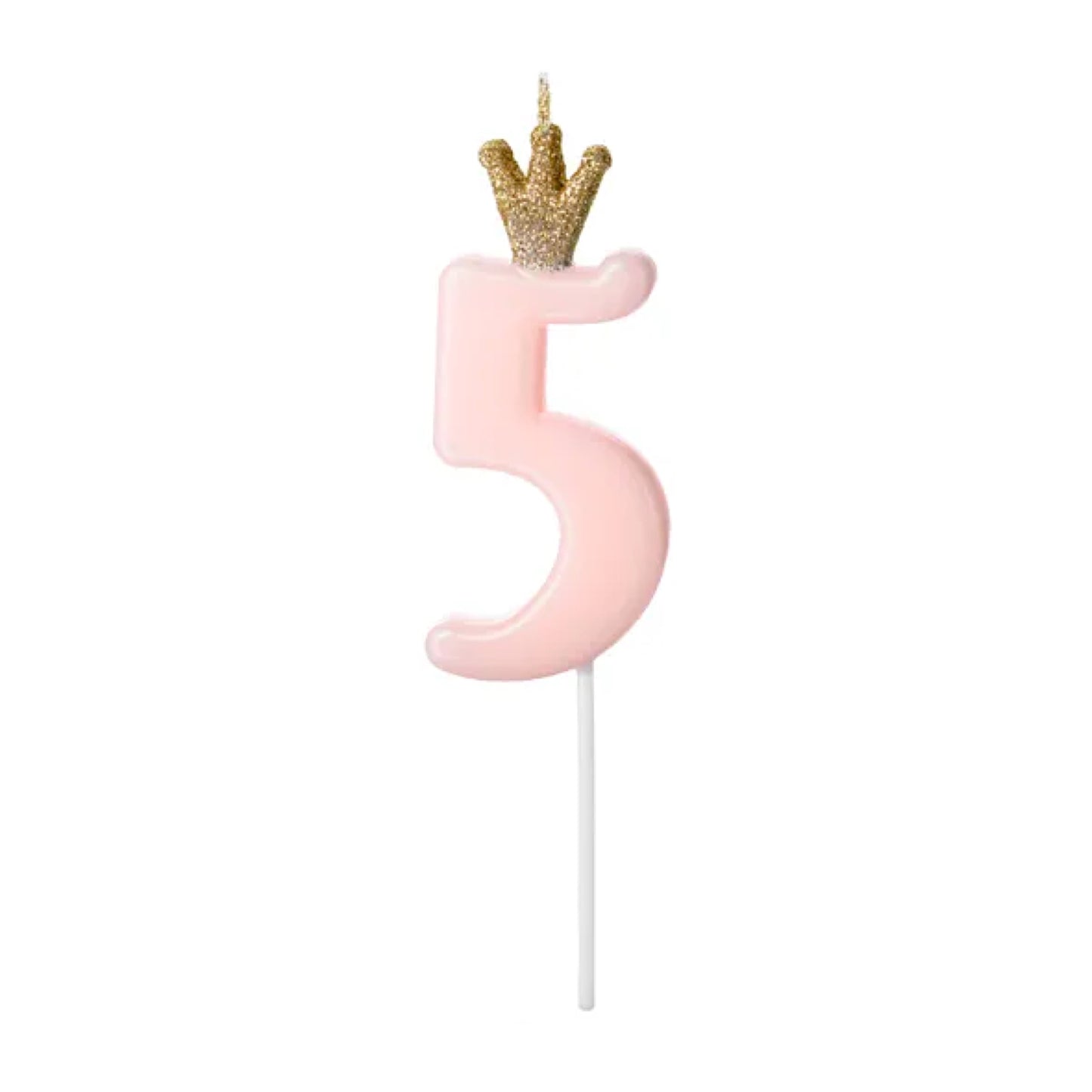 Light Pink Glitter Crown Numbers 0-9 Candles