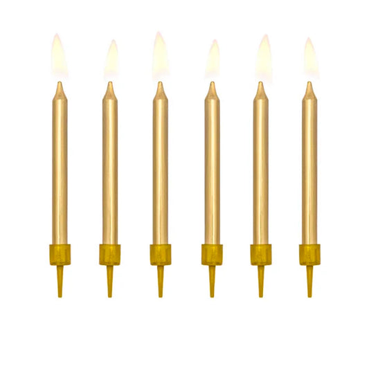6 Gold Metallic Candles