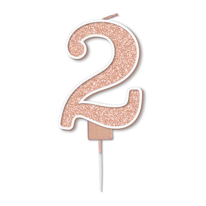 Rose Gold Glitter Numbers 0-9 Candles