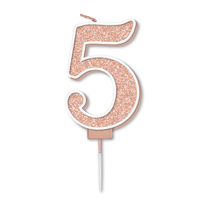 Rose Gold Glitter Numbers 0-9 Candles