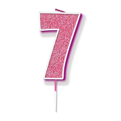 Pink Glitter Numbers 0-9 Candles