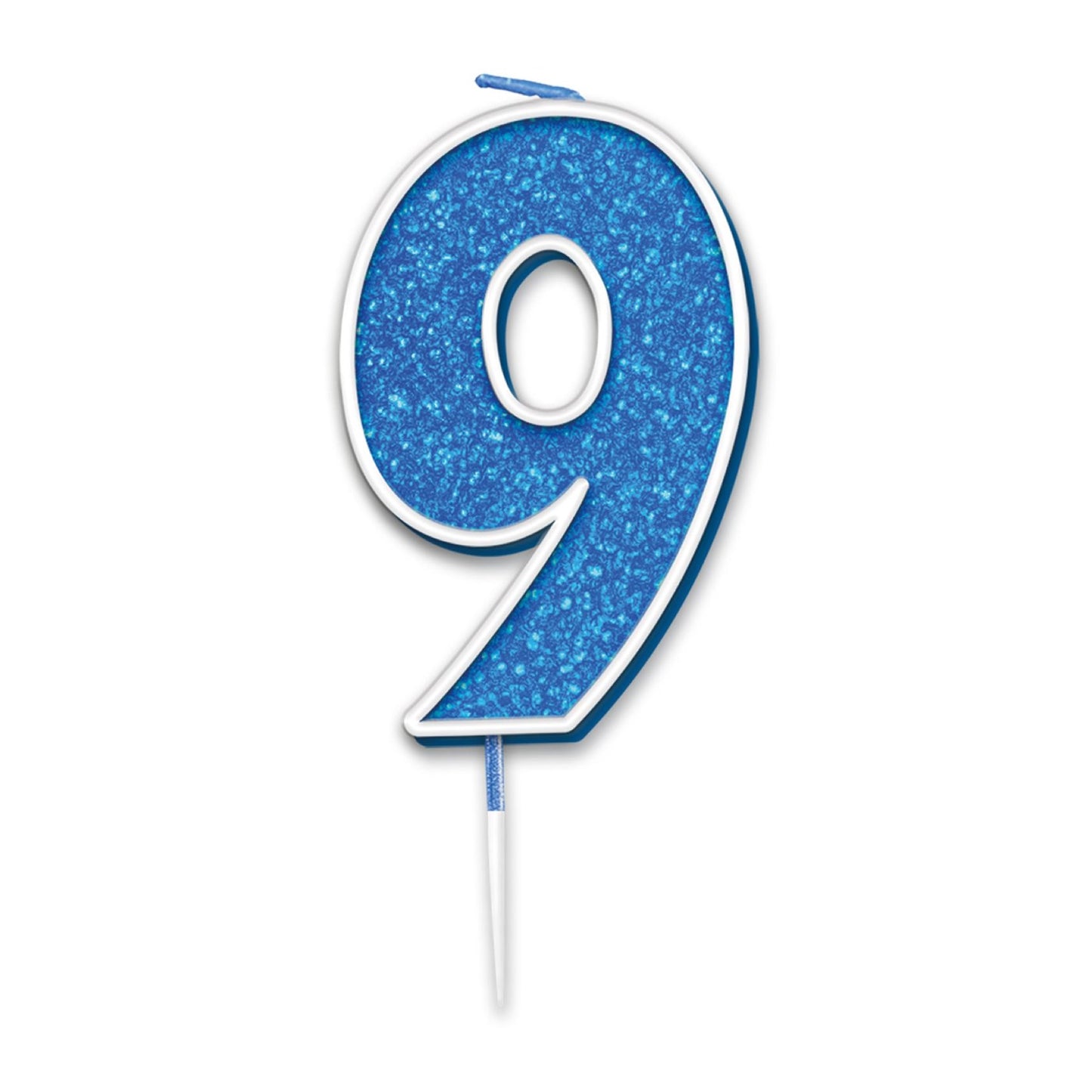 Blue Glitter Numbers 0-9 Candles