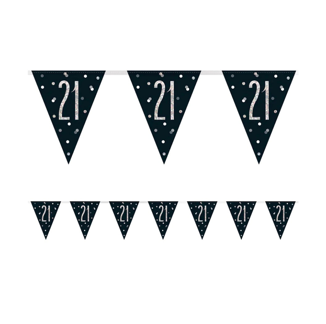 21st Birthday Black Bunting