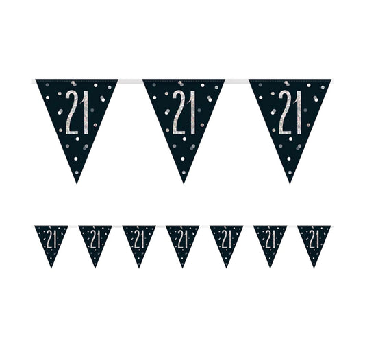 21st Birthday Black Bunting