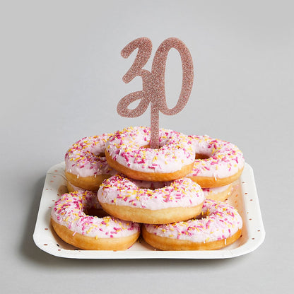 Rose Gold Glitter "30" Cake Topper