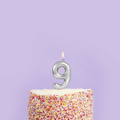 Metallic Silver Numbers 0-9 Candles