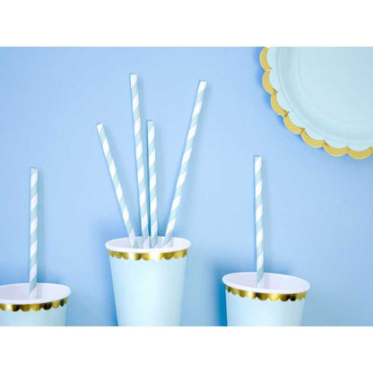 Blue Striped Paper Straws