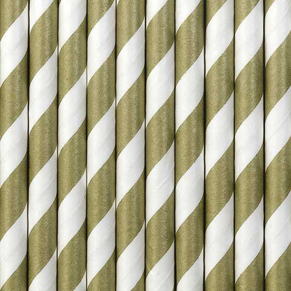 Gold Striped Paper Straws