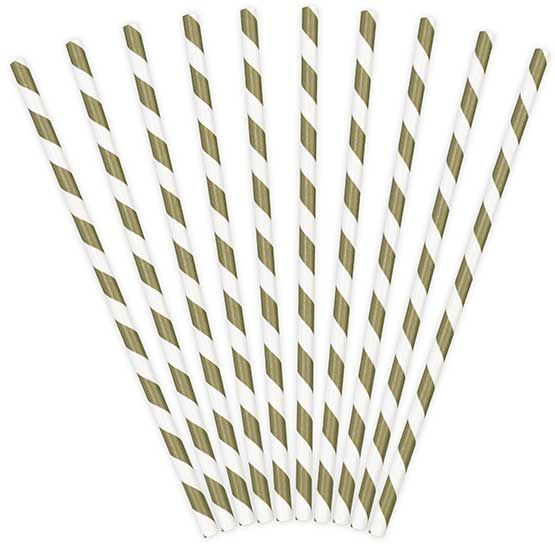 Gold Striped Paper Straws