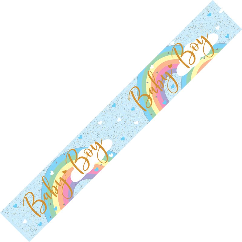 Rainbow Baby Boy Foil Banner