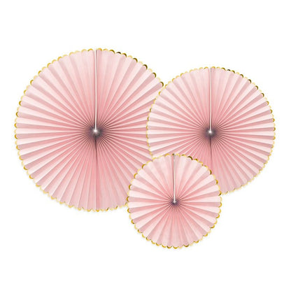 Pink & Gold Rosette Decorations - 3 Pack
