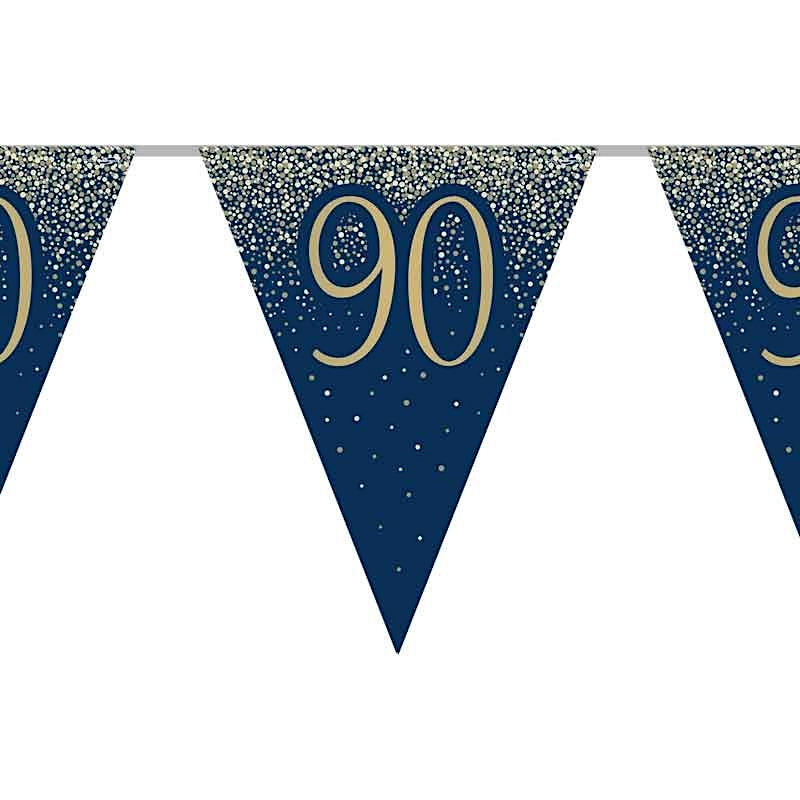 90th Birthday Navy Blue & Gold Bunting