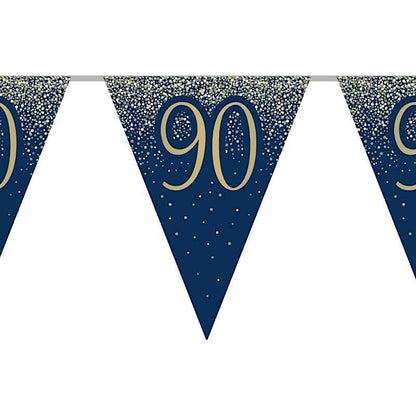 90th Birthday Navy Blue & Gold Bunting
