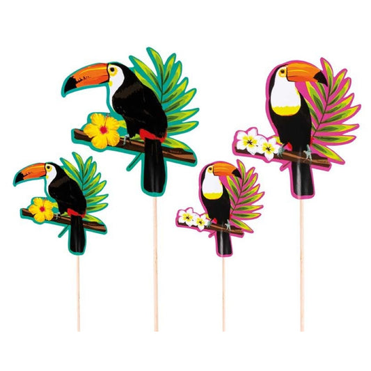 4 Tropical Toucan Cake Toppers