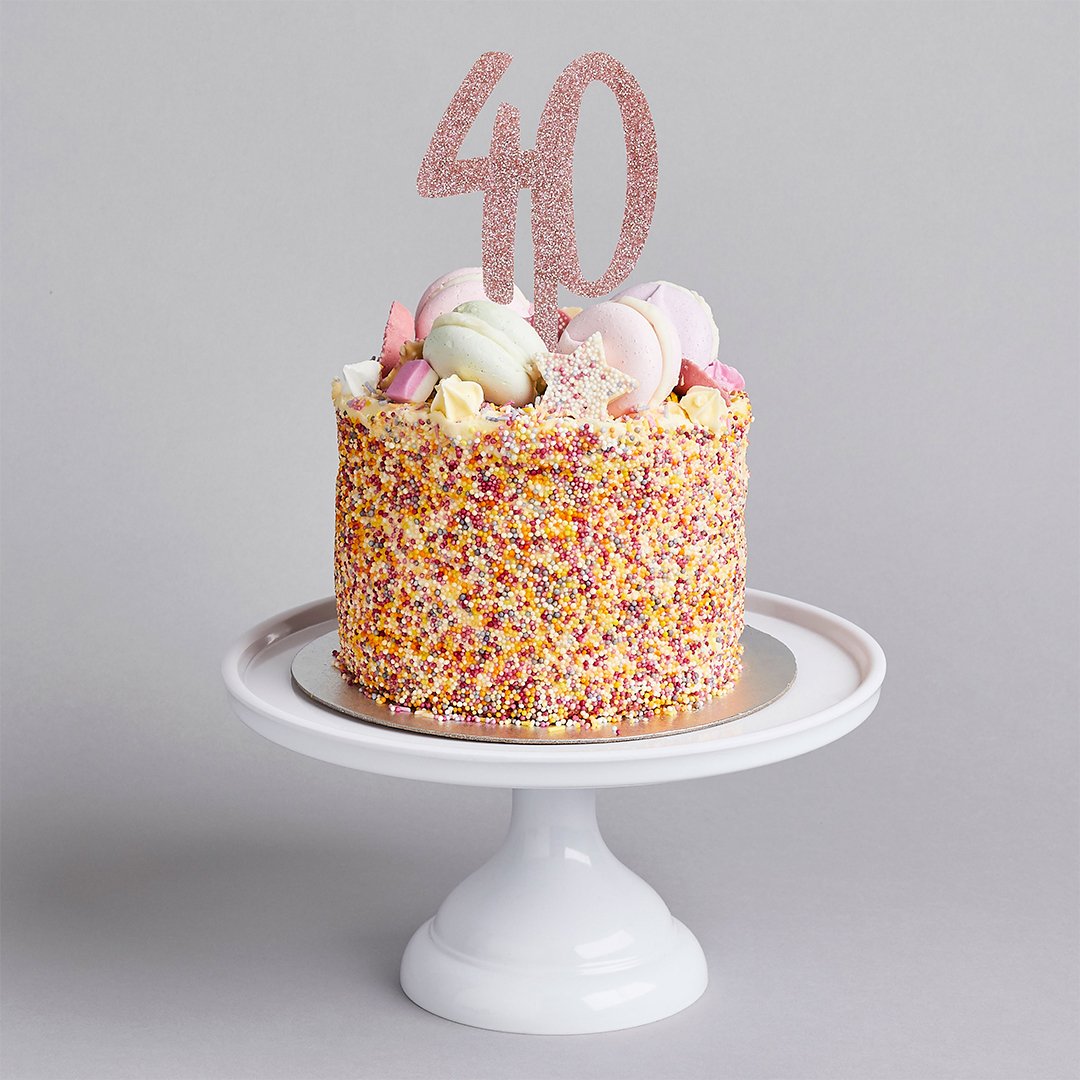 Rose Gold Glitter "40" Cake Topper