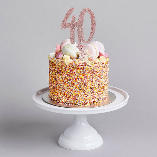 Rose Gold Glitter "40" Cake Topper
