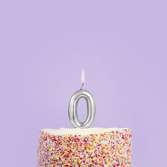 Metallic Silver Numbers 0-9 Candles