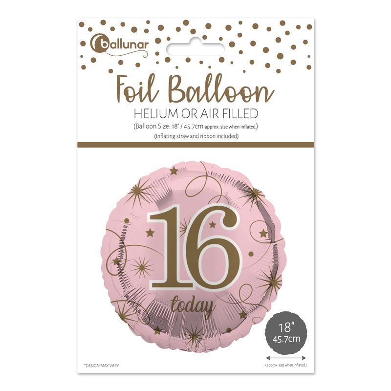 16th Birthday Pink Foil Balloon