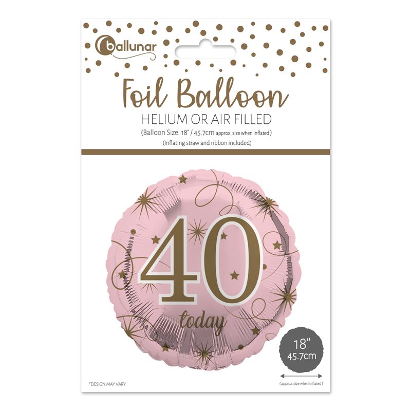 40th Birthday Pink Foil Balloon