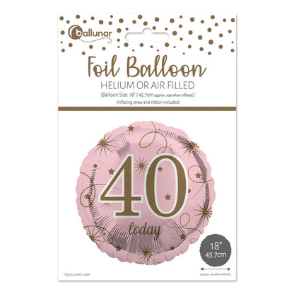 40th Birthday Pink Foil Balloon