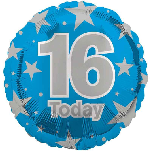 16th Birthday Blue Foil Balloon